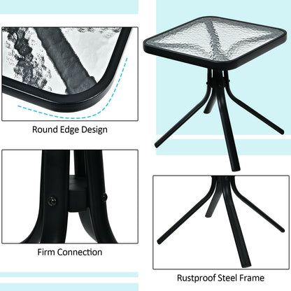 18 Inch Patio Coffee Side Table with Tempered Glass, Black Patio Coffee Tables   at Gallery Canada