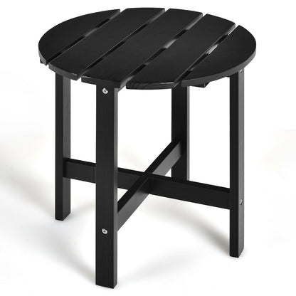 18 Inch Patio Round Side Wooden Slat End Coffee Table for Garden, Black Patio Coffee Tables   at Gallery Canada