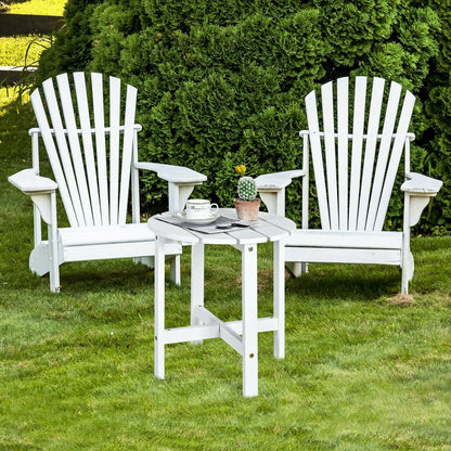 18 Inch Patio Round Side Wooden Slat End Coffee Table for Garden, White Patio Coffee Tables   at Gallery Canada