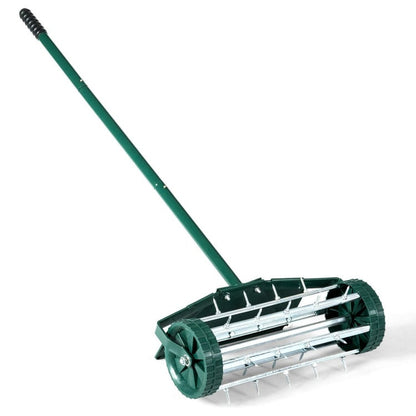 18 Inch Rolling Lawn Aerator with Splash-Proof Fender for Garden, Green Lawn Care Tools   at Gallery Canada