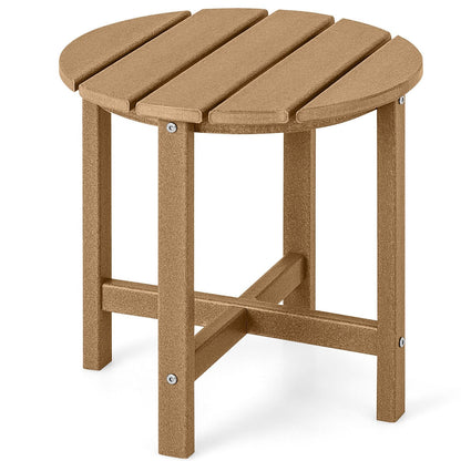 18 Inch Round Weather-Resistant Adirondack Side Table, Brown Patio Coffee Tables   at Gallery Canada