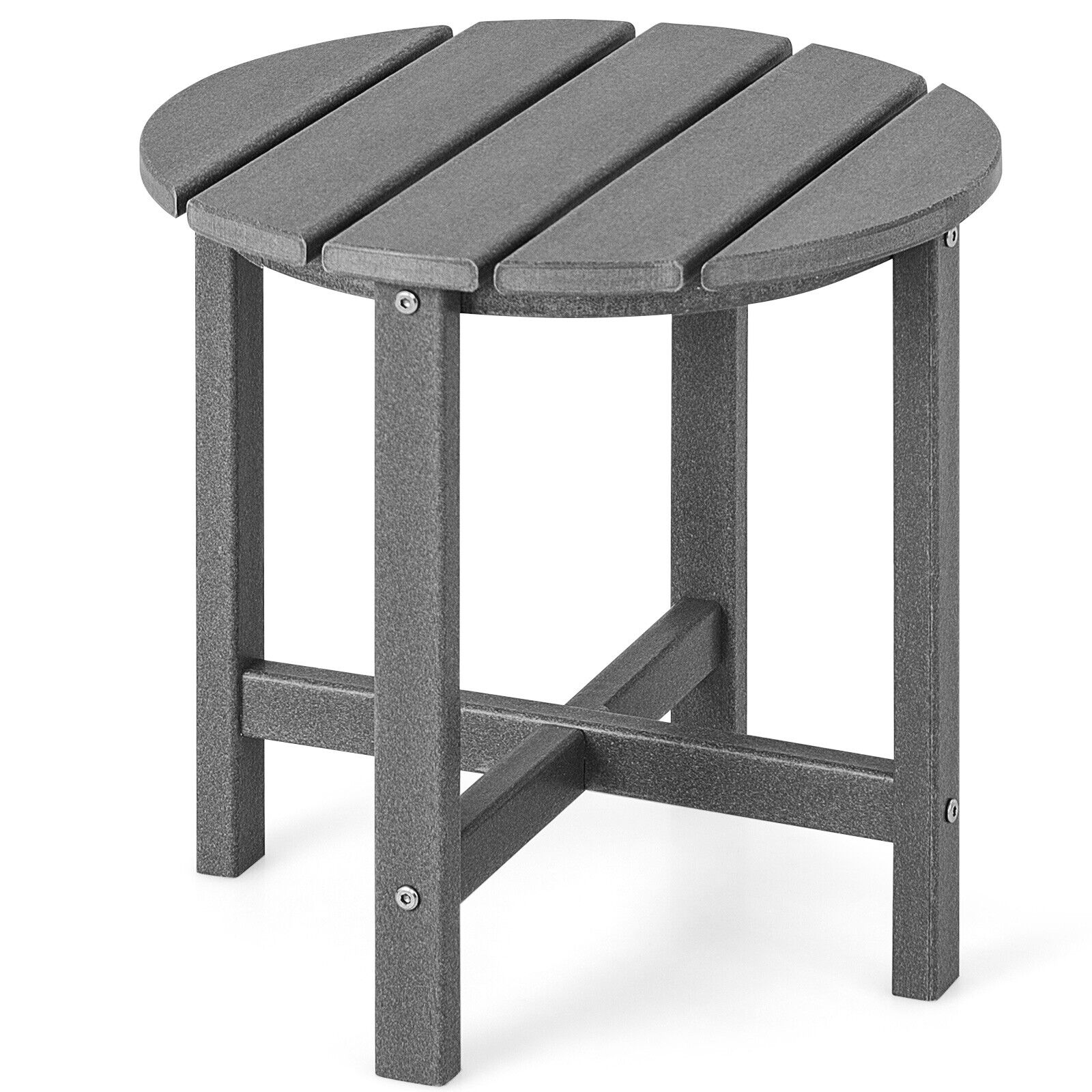 18 Inch Round Weather-Resistant Adirondack Side Table, Gray Patio Coffee Tables   at Gallery Canada