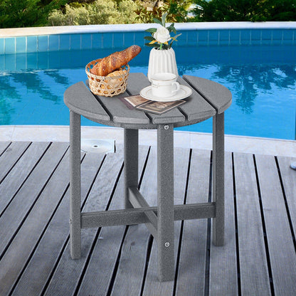 18 Inch Round Weather-Resistant Adirondack Side Table, Gray Patio Coffee Tables   at Gallery Canada