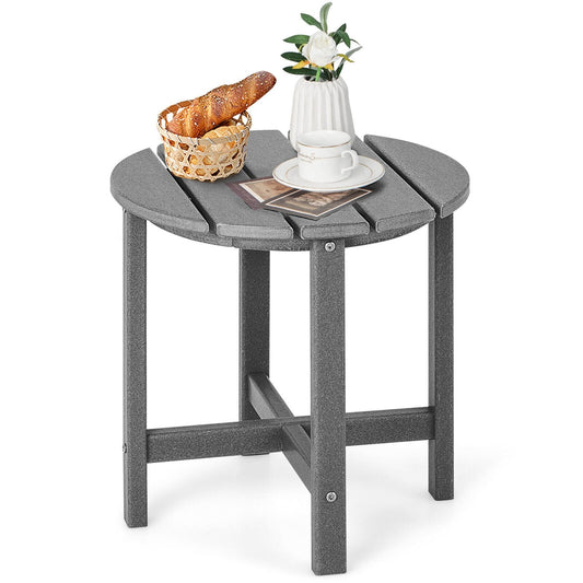 18 Inch Round Weather-Resistant Adirondack Side Table, Gray Patio Coffee Tables   at Gallery Canada