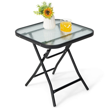 18 Inch Square Patio Bistro Table with Rustproof Frame, Black Patio Coffee Tables   at Gallery Canada