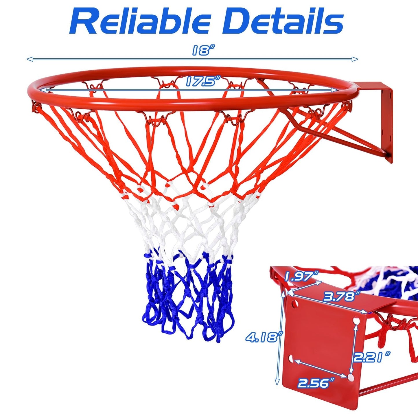 18 inch Wall Mounted Basketball Hoop, Red Sport Equipments   at Gallery Canada