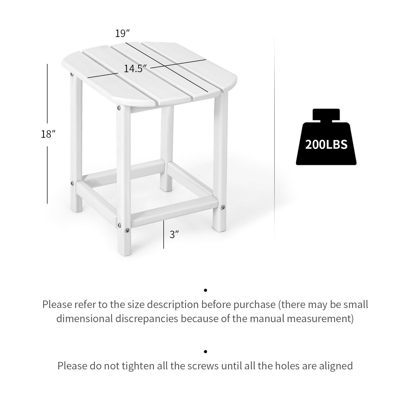 18 Inch Weather Resistant Side Table for Garden Yard Patio, White Patio Coffee Tables   at Gallery Canada