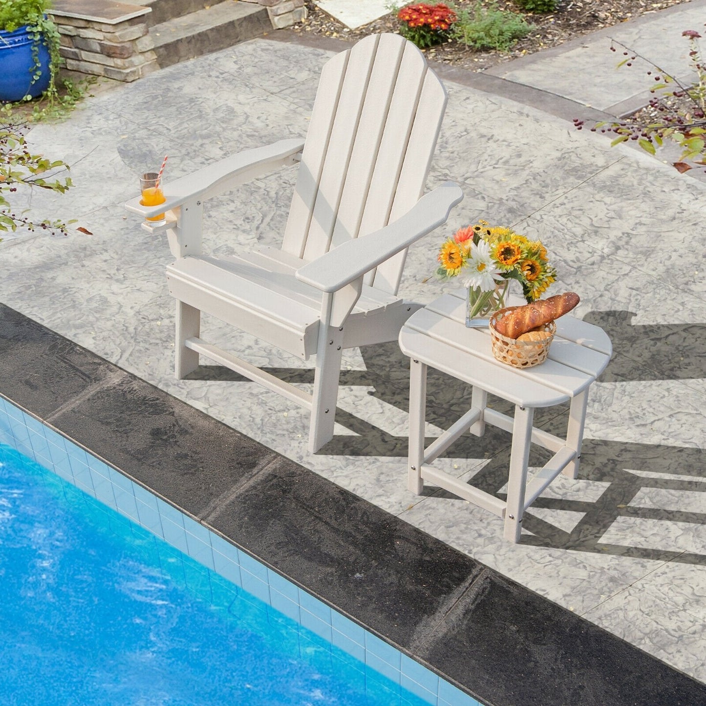 18 Inch Weather Resistant Side Table for Garden Yard Patio, White Patio Coffee Tables   at Gallery Canada