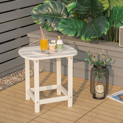 18 Inch Weather Resistant Side Table for Garden Yard Patio, White Patio Coffee Tables   at Gallery Canada