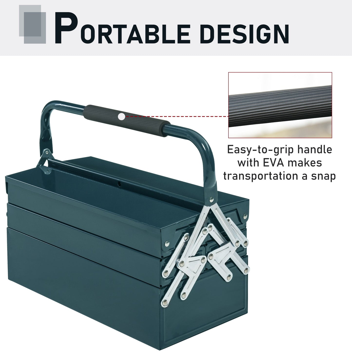 18" inches Metal Tool Box Portable 5-Tray Cantilever Steel Tool Chest Cabinet, Dark Green Tool Organizers   at Gallery Canada