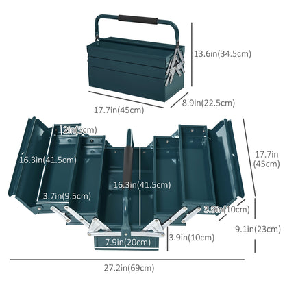 18" inches Metal Tool Box Portable 5-Tray Cantilever Steel Tool Chest Cabinet, Dark Green - Gallery Canada