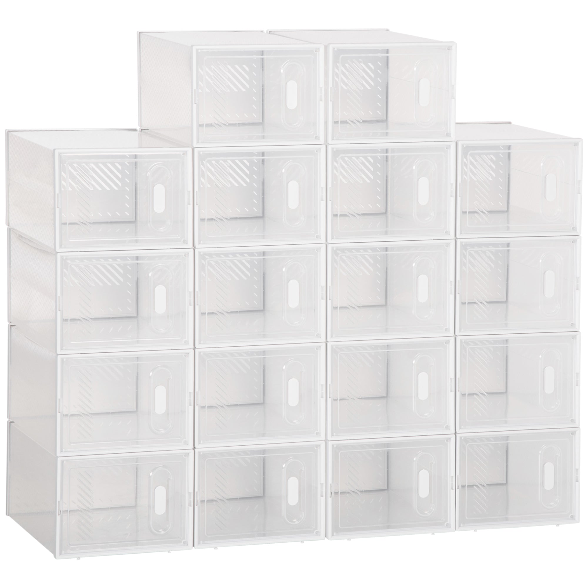 18 Pack Shoe Storage Box, Space-saving Shoe Organizer, Clear Plastic Stackable Shoe Holder Containers with Front Opening Shoe Storage Cabinets & Racks   at Gallery Canada