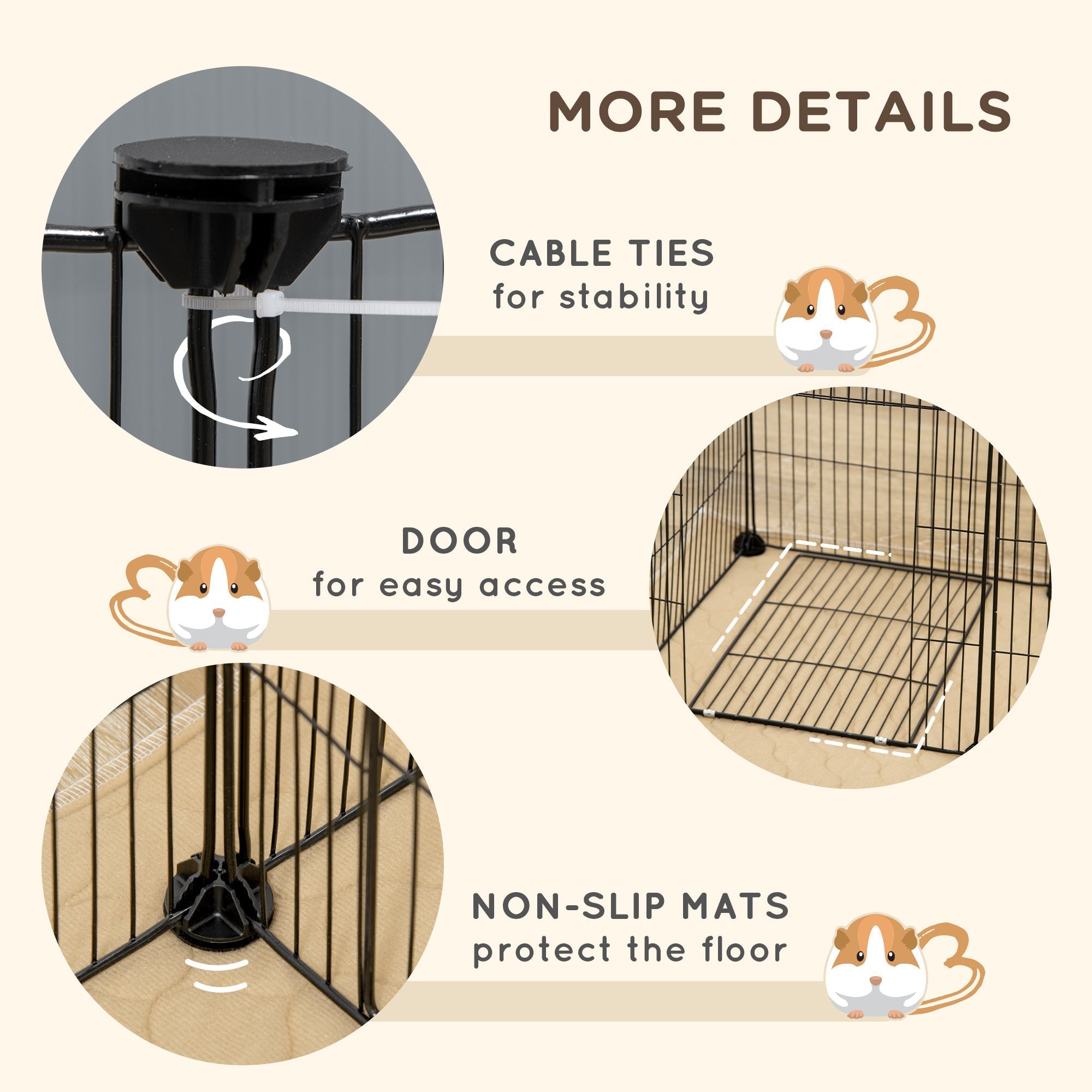 18 Panels Small Animal Cage w/ Water-resistant Mat, Doors, Guinea Pig Playpen, Portable Metal Wire for Hedgehogs Houses & Habitats   at Gallery Canada