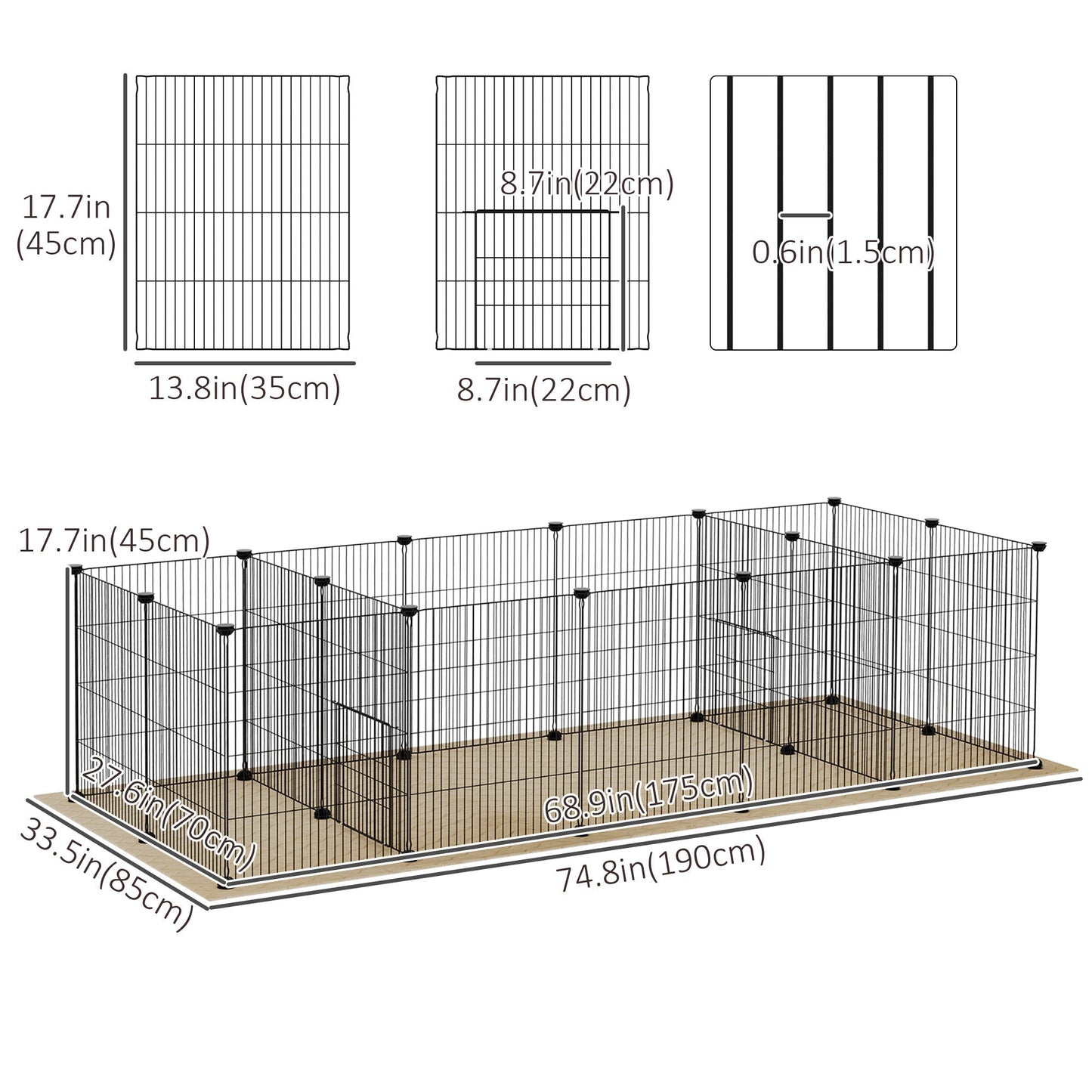 18 Panels Small Animal Cage w/ Water-resistant Mat, Doors, Guinea Pig Playpen, Portable Metal Wire for Hedgehogs Houses & Habitats   at Gallery Canada