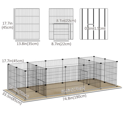 18 Panels Small Animal Cage w/ Water-resistant Mat, Doors, Guinea Pig Playpen, Portable Metal Wire for Hedgehogs - Gallery Canada