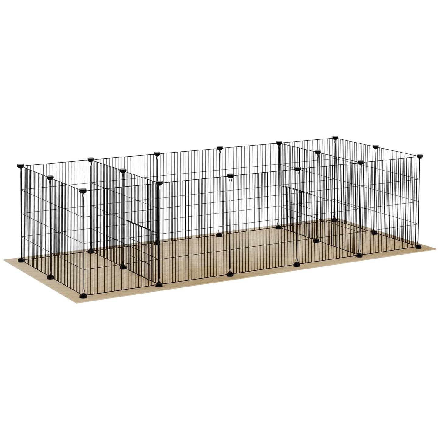 18 Panels Small Animal Cage w/ Water-resistant Mat, Doors, Guinea Pig Playpen, Portable Metal Wire for Hedgehogs Houses & Habitats Black  at Gallery Canada