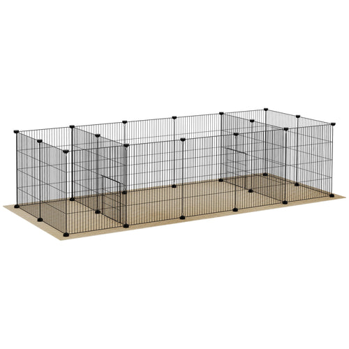 18 Panels Small Animal Cage w/ Water-resistant Mat, Doors, Guinea Pig Playpen, Portable Metal Wire for Hedgehogs