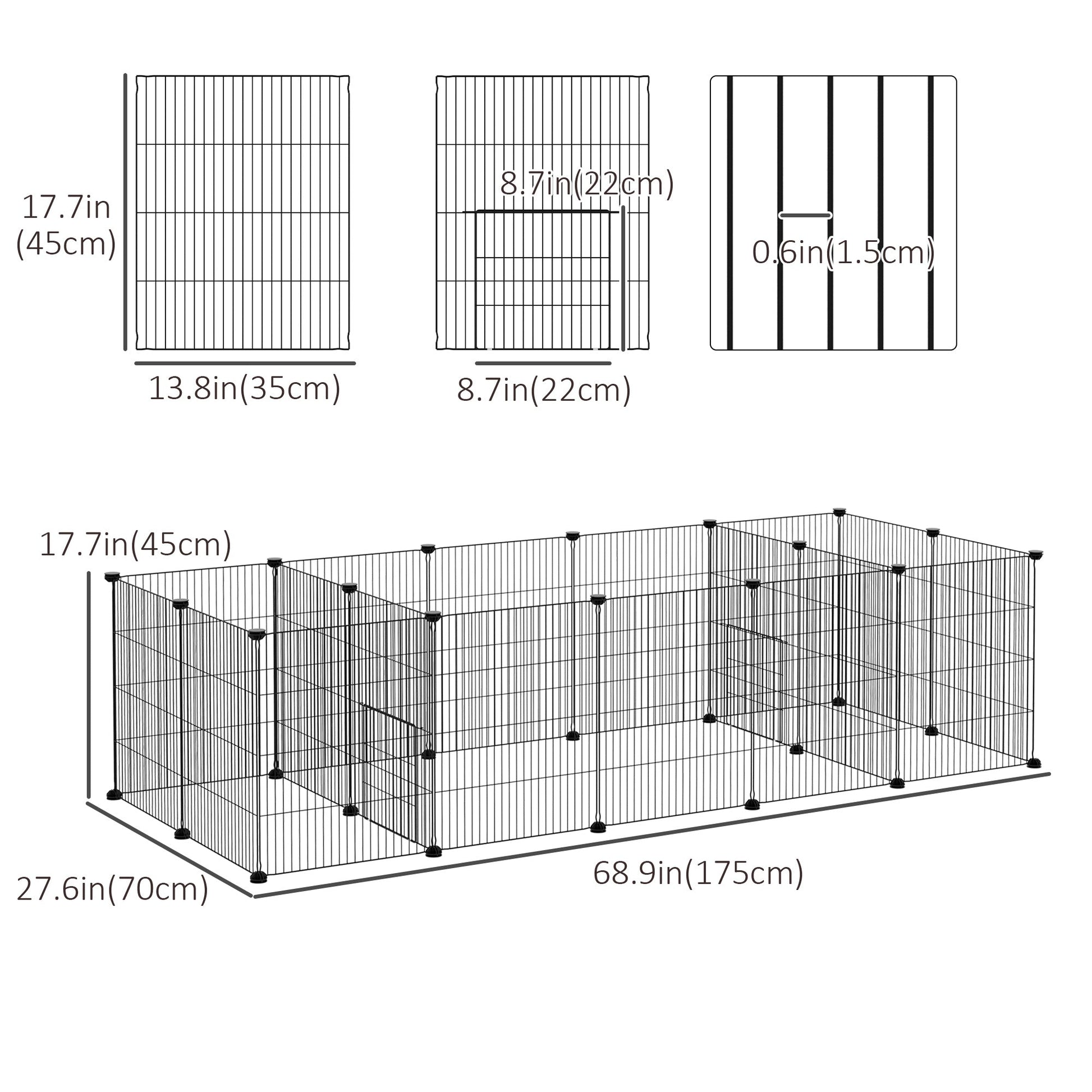 18 Panels Small Animal Cage with Doors, Guinea Pig Playpen, Portable Metal Wire Yard for Hedgehogs Houses & Habitats   at Gallery Canada