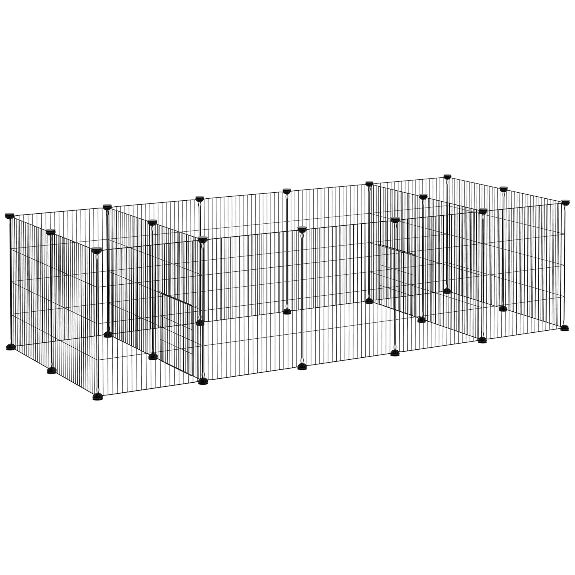 18 Panels Small Animal Cage with Doors, Guinea Pig Playpen, Portable Metal Wire Yard for Hedgehogs Houses & Habitats Black  at Gallery Canada