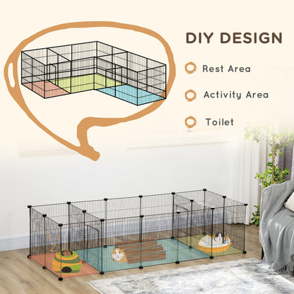 18 Panels Small Animal Cage with Doors, Guinea Pig Playpen, Portable Metal Wire Yard for Hedgehogs Houses & Habitats   at Gallery Canada