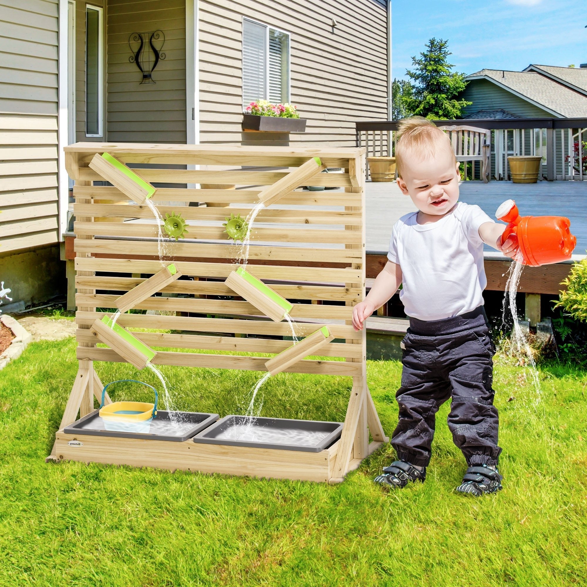 Wooden Sensory Water and Sand Playset with Sinks and Accessories, 18 Pcs, Natural Sandboxes & Accessories   at Gallery Canada