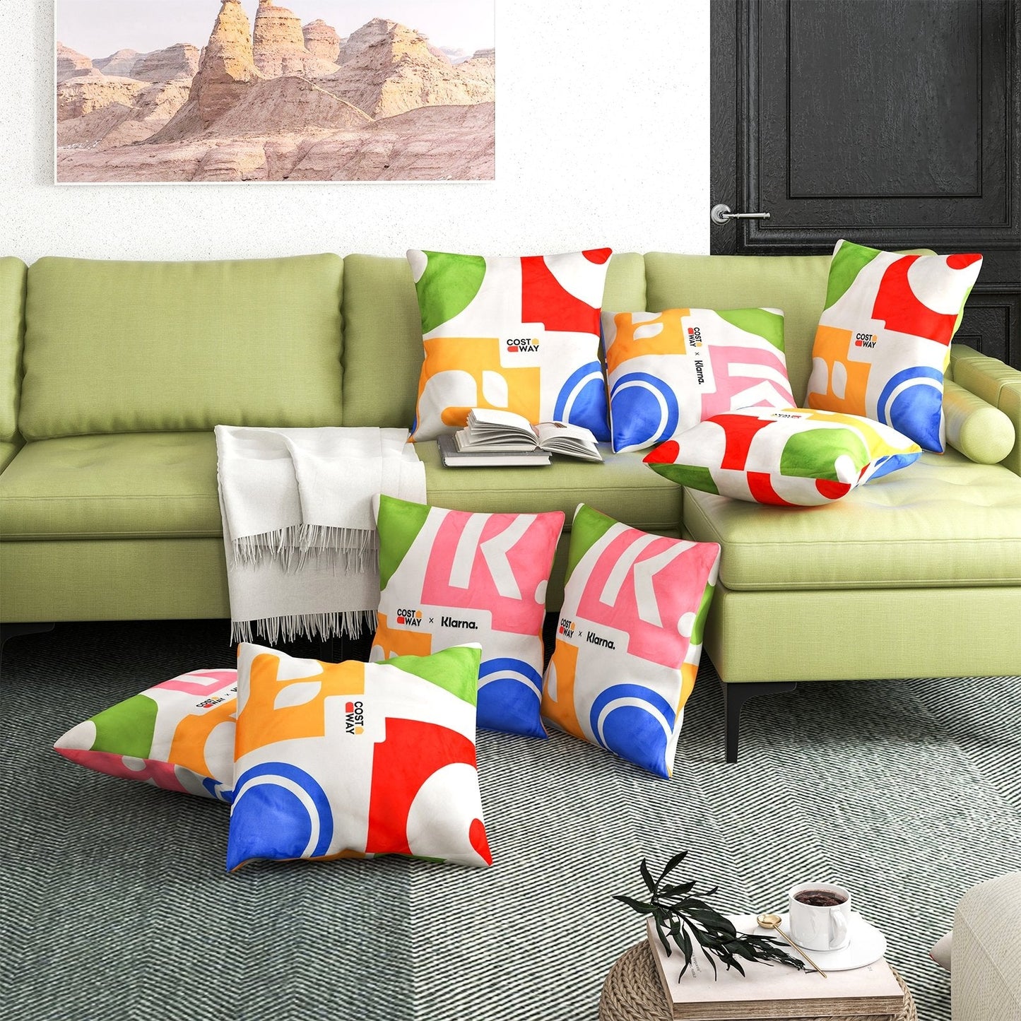 18" x 18" Inches Square Throw Pillows with Removable and Washable Velvet Pillow Cases, Red Sofas & Loveseats   at Gallery Canada