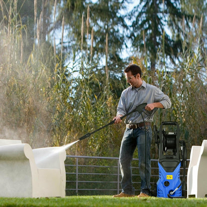 1800W 2030PSI Electric Pressure Washer Cleaner with Hose Reel, Blue Pressure Washers   at Gallery Canada