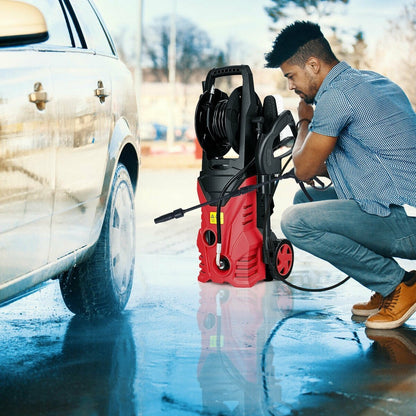 1800W 2030PSI Electric Pressure Washer Cleaner with Hose Reel, Red Pressure Washers   at Gallery Canada