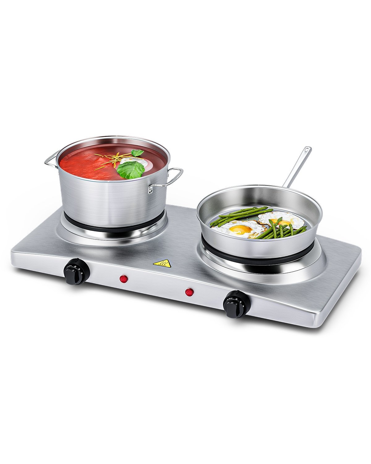 1800W Double Hot Plate Electric Countertop Burner, Silver Food Warmers & Burners   at Gallery Canada