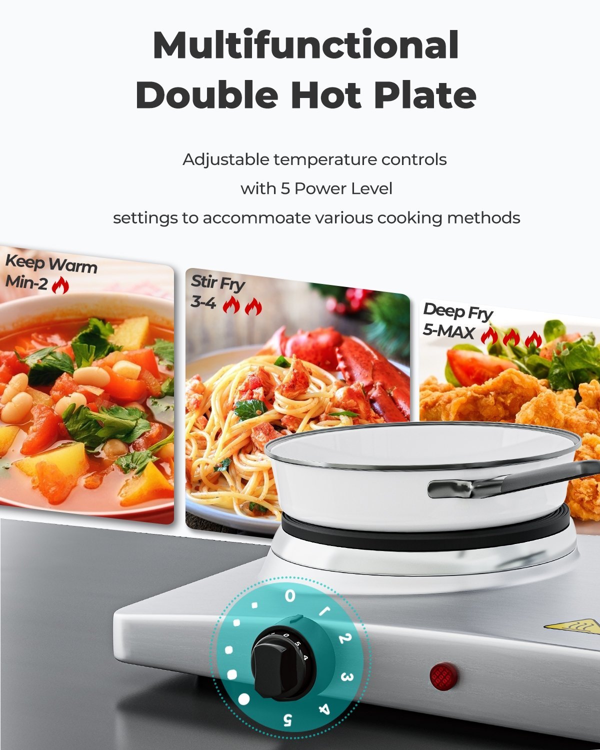 1800W Double Hot Plate Electric Countertop Burner, Silver Food Warmers & Burners   at Gallery Canada