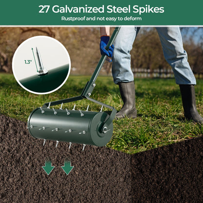 18/21 Inch Manual Lawn Aerator with Detachable Handle Filled with Sand or Stone-18 inches, Green Lawn Care Tools   at Gallery Canada