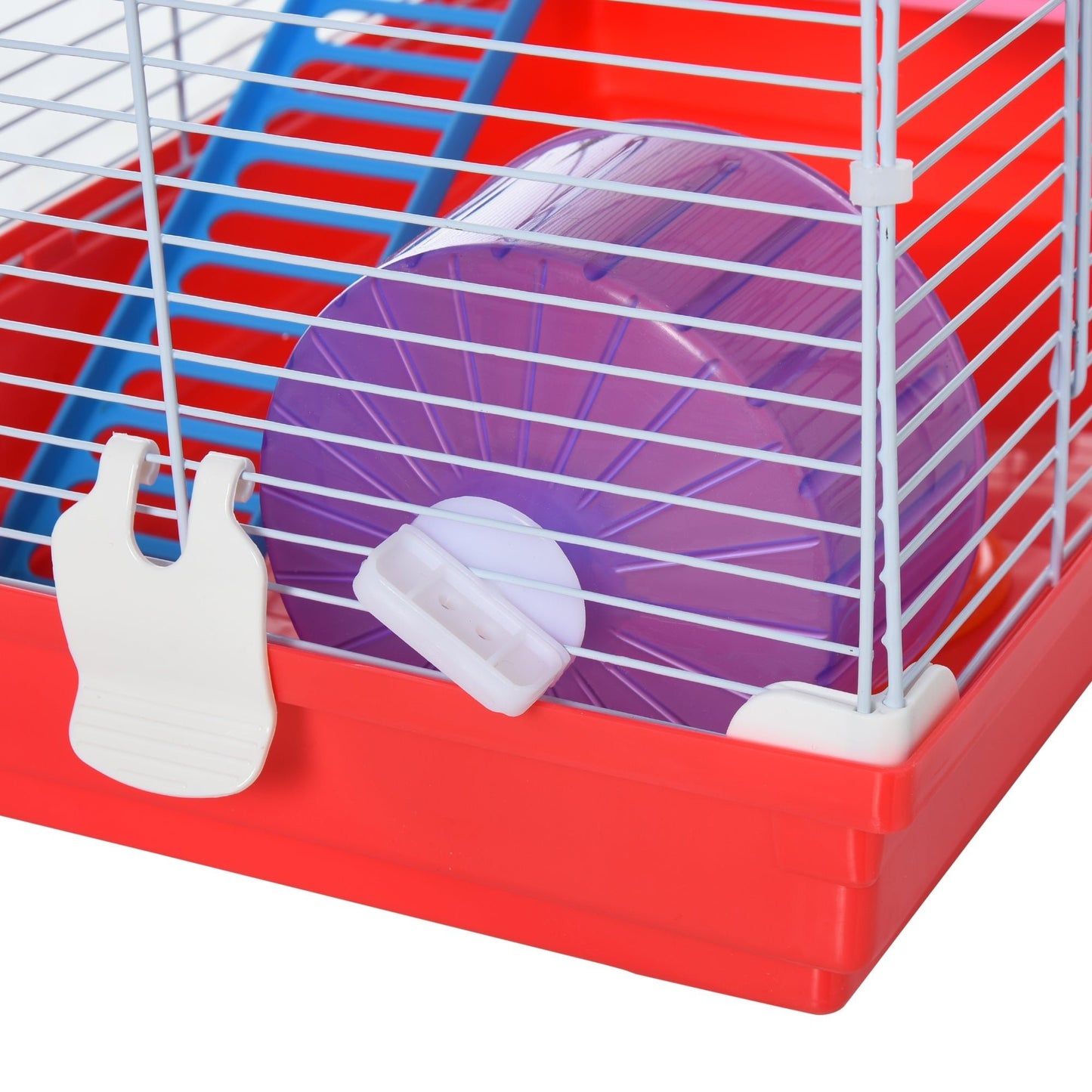 18.5'' Hamster Cage with Exercise Wheel and Water Bottle Dishes, Rat House and Habitats 2 Storey Design, Red Hamster Cages   at Gallery Canada