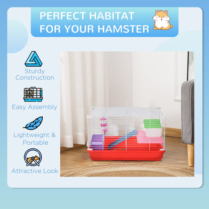 18.5'' Hamster Cage with Exercise Wheel and Water Bottle Dishes, Rat House and Habitats 2 Storey Design, Red - Gallery Canada