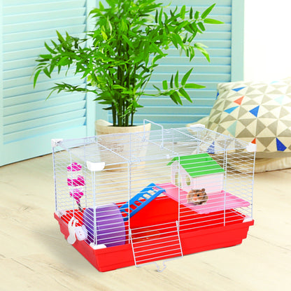 18.5'' Hamster Cage with Exercise Wheel and Water Bottle Dishes, Rat House and Habitats 2 Storey Design, Red - Gallery Canada