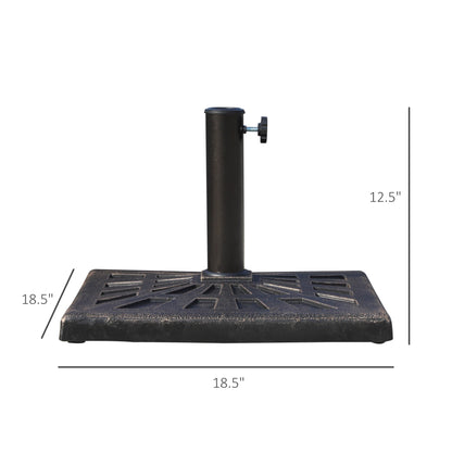 18.5" Square Patio Umbrella Base, Outdoor Resin Parasol Stand Market Umbrella Holder Deck - Bronze Umbrella Bases   at Gallery Canada