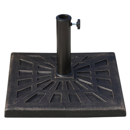 18.5" Square Patio Umbrella Base, Outdoor Resin Parasol Stand Market Umbrella Holder Deck - Bronze Umbrella Bases Bronze  at Gallery Canada