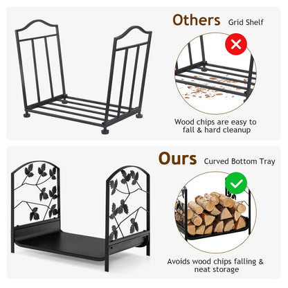 19 Inch Heavy-Duty Firewood Rack with 110 lbs Load Capacity, Black Log Storage   at Gallery Canada