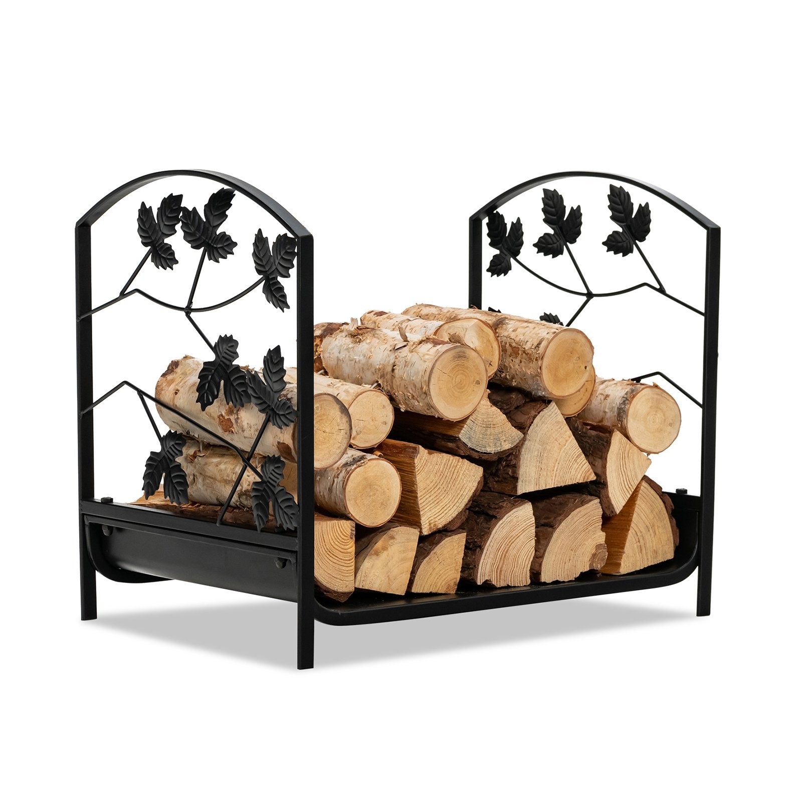 19 Inch Heavy-Duty Firewood Rack with 110 lbs Load Capacity, Black Log Storage   at Gallery Canada