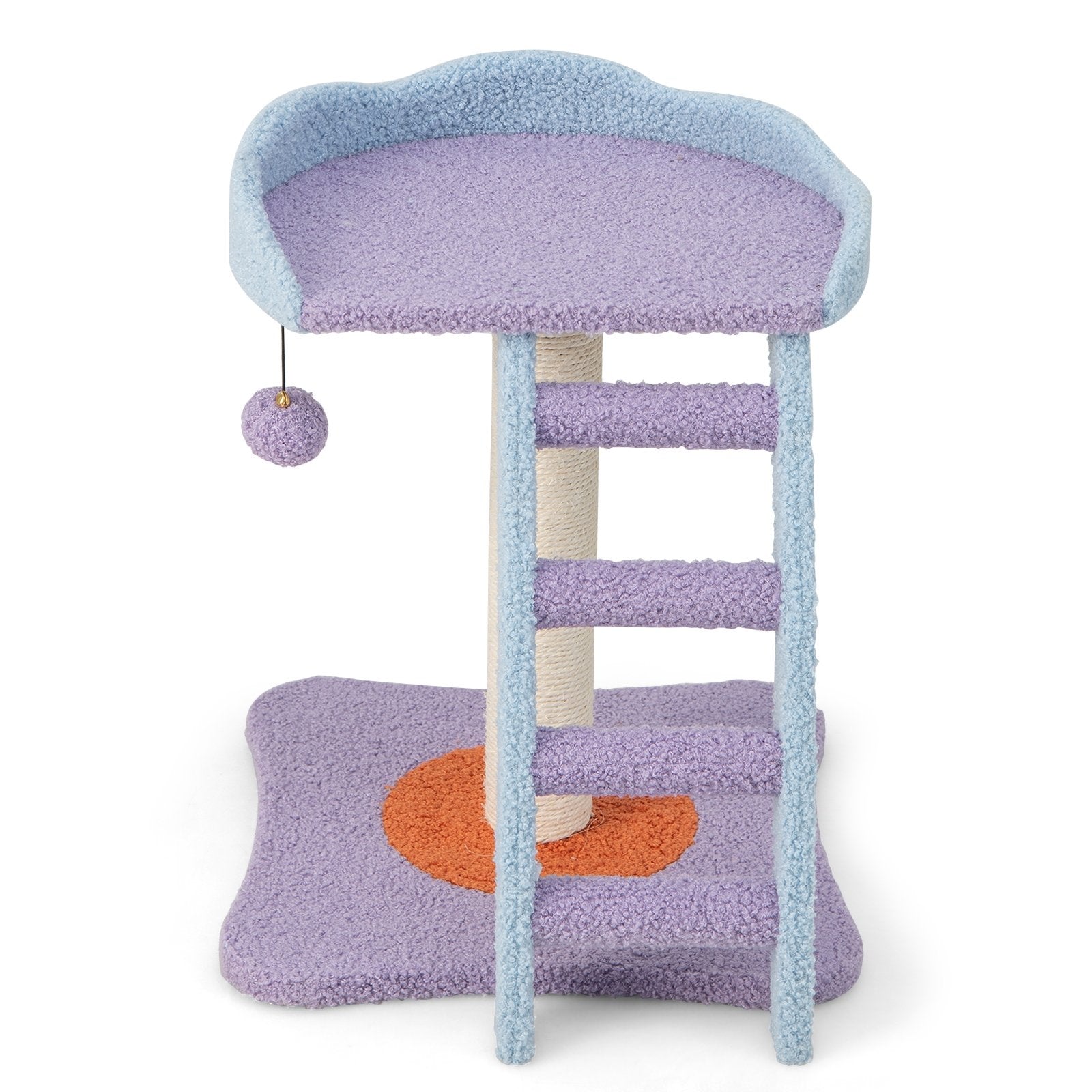 19 Inch Mohair Plush Cat Tree with Ladder and Jingling Ball, Purple Cat Trees Condos & Scratchers   at Gallery Canada