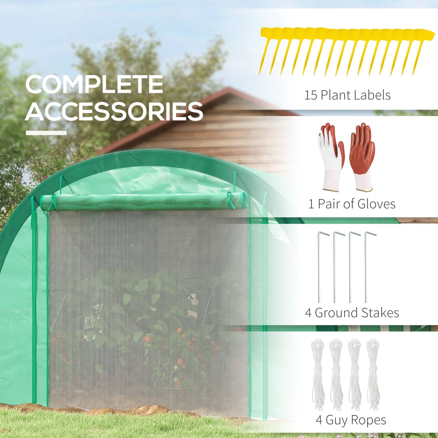 19.5' x 10' x 6.5' Upgraded Tunnel Greenhouse Green House with Mesh Door and Windows, 15 Plant Labels and Gloves, Green Tunnel Greenhouses   at Gallery Canada