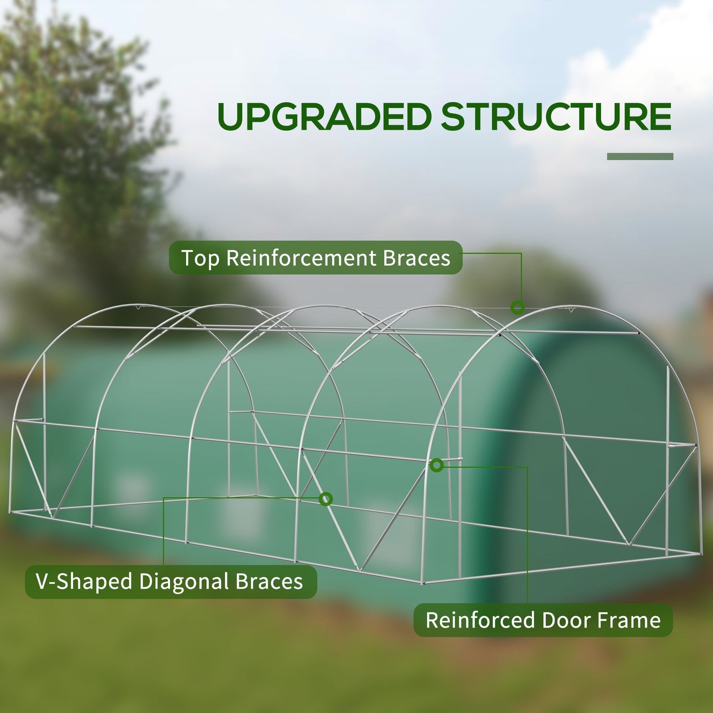 19.5' x 10' x 6.5' Upgraded Tunnel Greenhouse Green House with Mesh Door and Windows, 15 Plant Labels and Gloves, Green Tunnel Greenhouses   at Gallery Canada