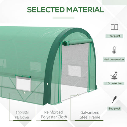 19.5' x 10' x 6.5' Upgraded Tunnel Greenhouse Green House with Mesh Door and Windows, 15 Plant Labels and Gloves, Green Tunnel Greenhouses   at Gallery Canada