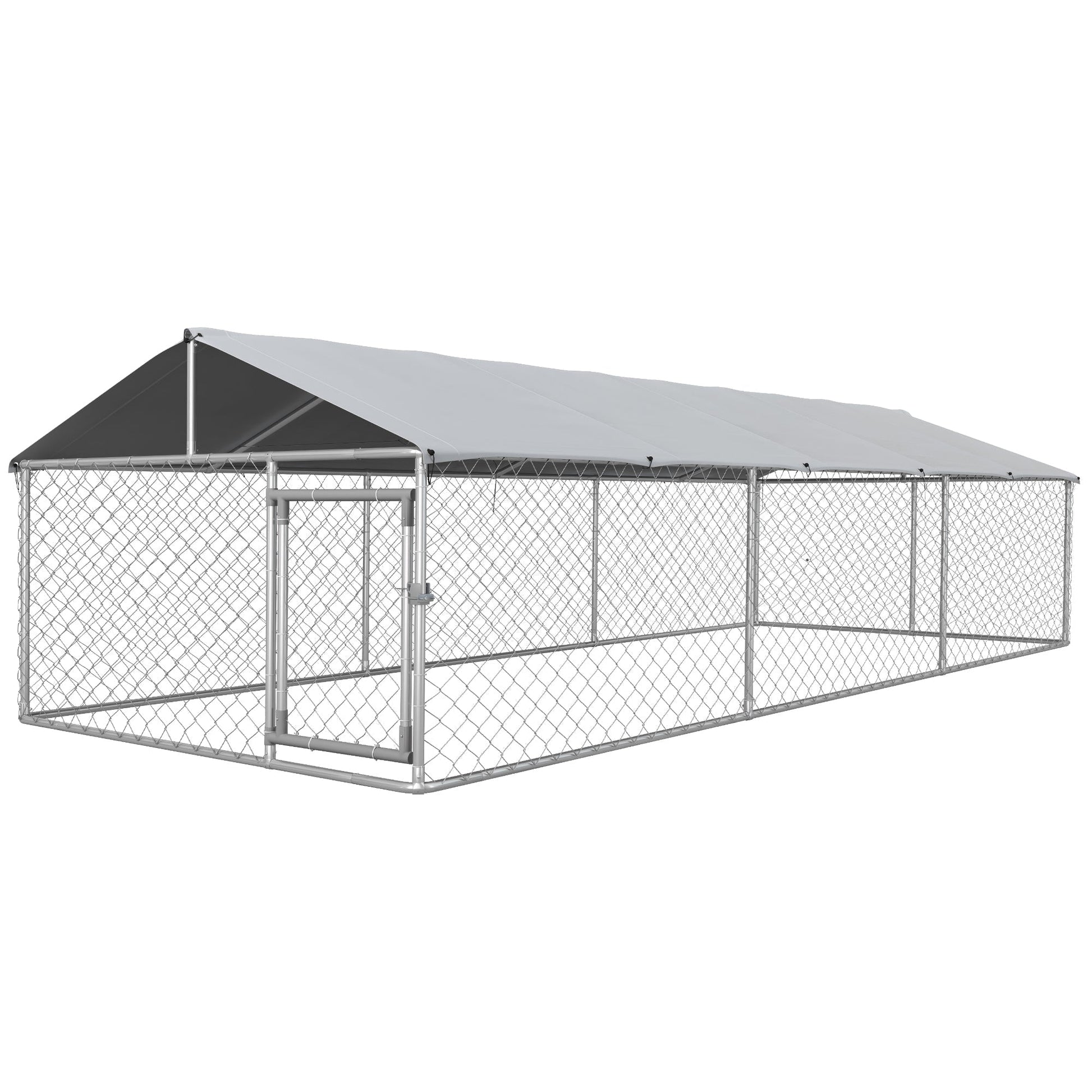 19.7' x 7.5' x 4.9' Outdoor Dog Kennel Dog Run with Waterproof, UV Resistant Cover for Medium Large Sized Dogs, Silver Houses, Kennels & Pens Multi Colour  at Gallery Canada