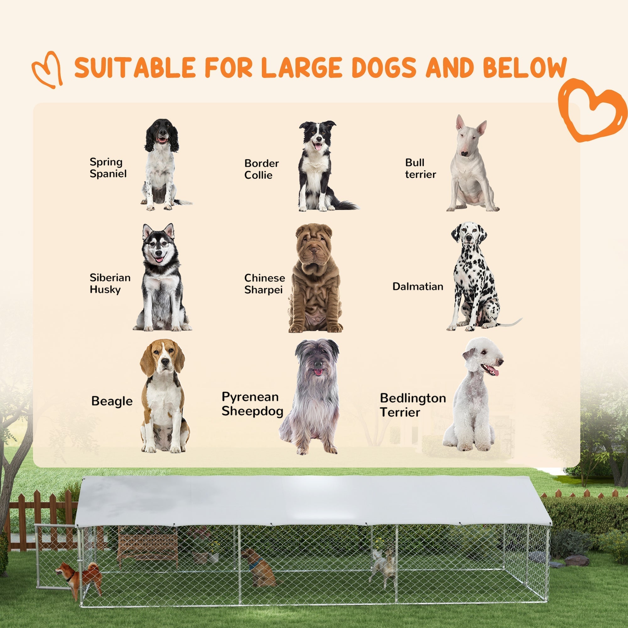 19.7' x 7.5' x 4.9' Outdoor Dog Kennel Dog Run with Waterproof, UV Resistant Cover for Medium Large Sized Dogs, Silver Houses, Kennels & Pens   at Gallery Canada