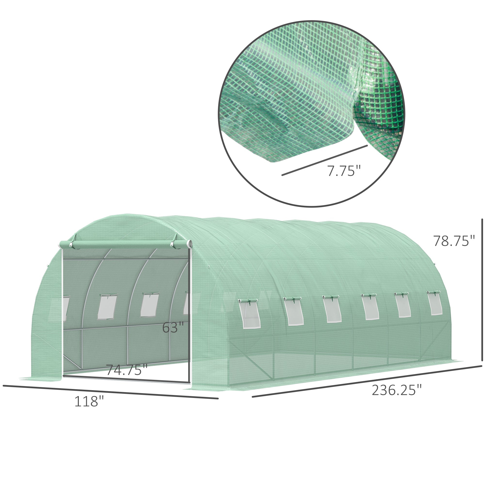 19.7' x 9.8' x 6.6' Large Walk-in Greenhouse Garden Plant Seed Growing Tent Tunnel Shed with Windows and Door Green Walk In Greenhouses   at Gallery Canada