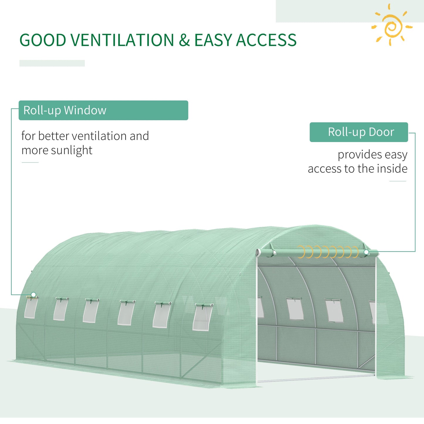 19.7' x 9.8' x 6.6' Large Walk-in Greenhouse Garden Plant Seed Growing Tent Tunnel Shed with Windows and Door Green Walk In Greenhouses   at Gallery Canada