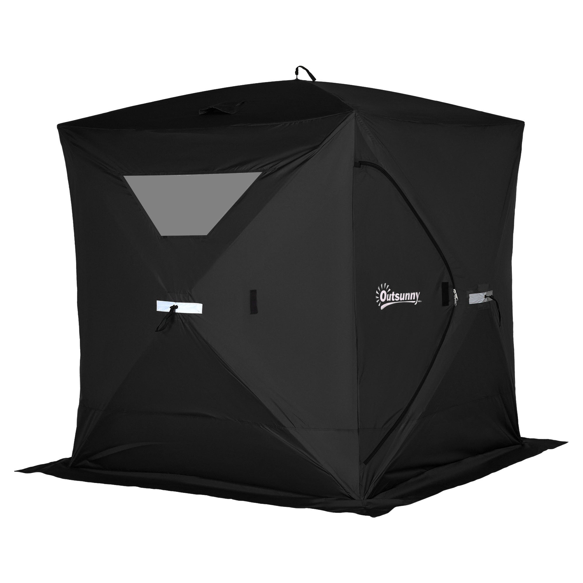 2-4 Person Pop-up Ice Fishing Tent Portable Ice Fishing Shelter with Windproof Windows and Carrying Bag Hub Fish Shelter, Black Ice Fishing Tents Black  at Gallery Canada