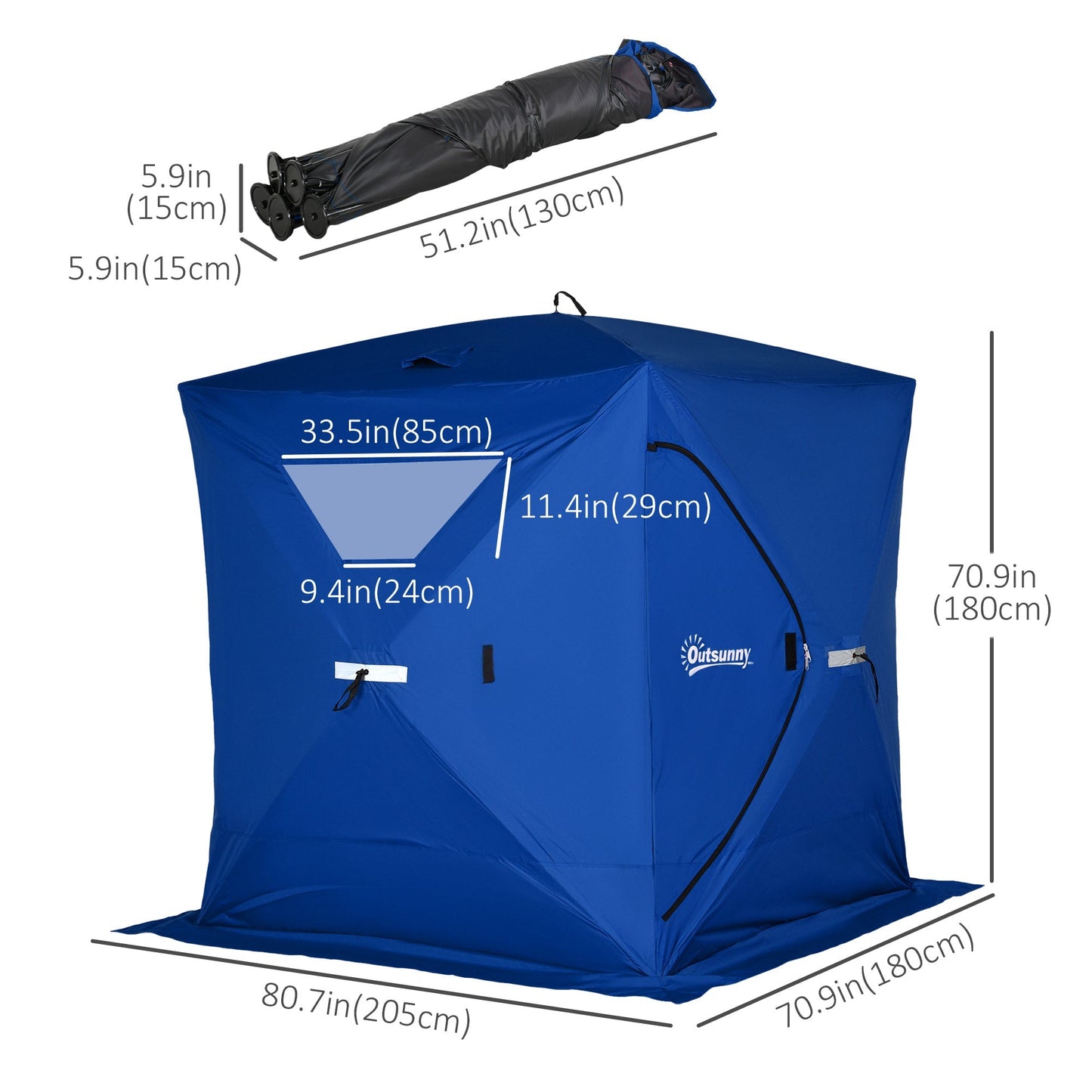 2-4 Person Pop-up Ice Fishing Tent Portable Ice Fishing Shelter with Windproof Windows and Carrying Bag Hub Fish Shelter, Blue Ice Fishing Tents   at Gallery Canada