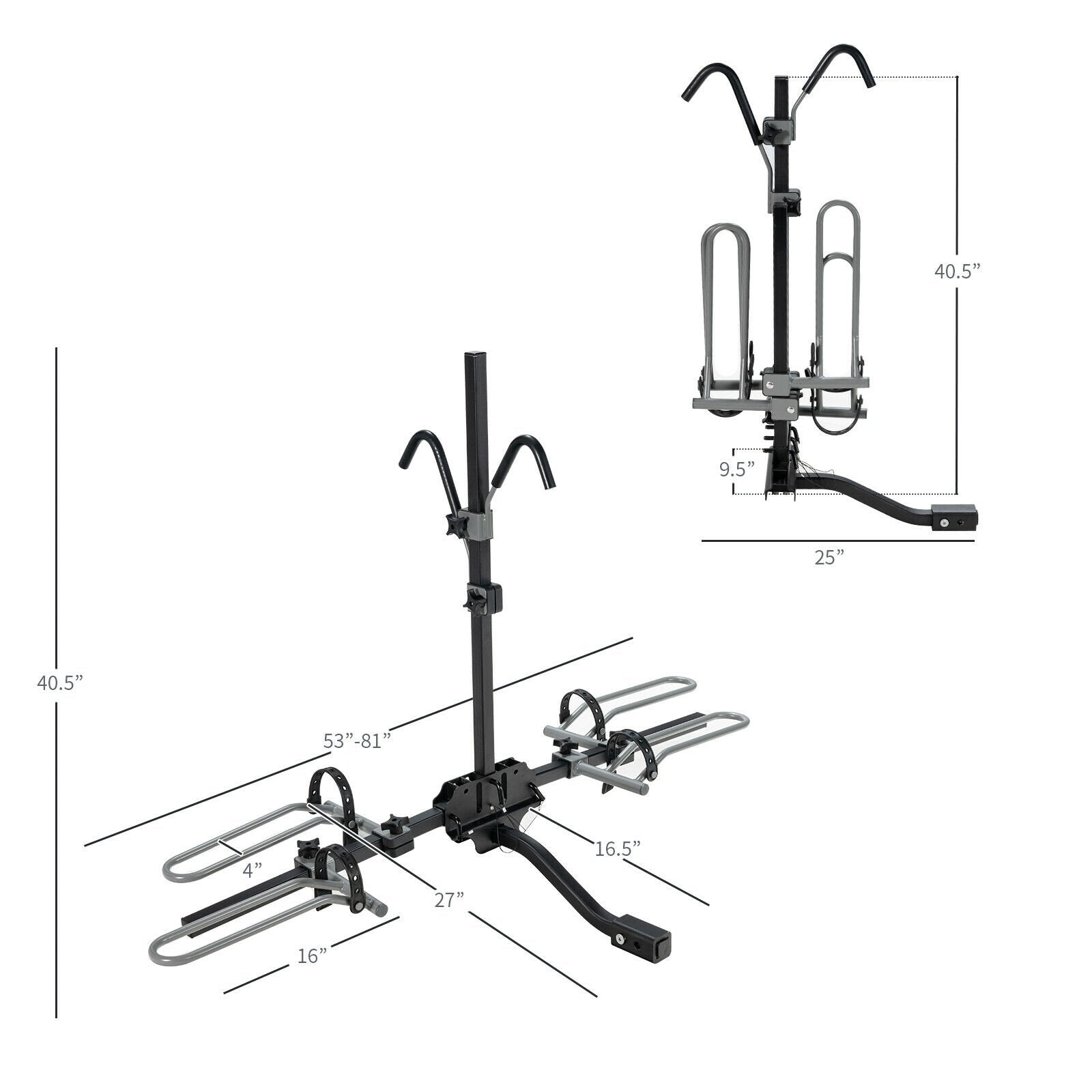 2-Bike Hitch Mount Bike Rack for 1-1/4 Inch or 2 Inch Receiver, Black Garages   at Gallery Canada