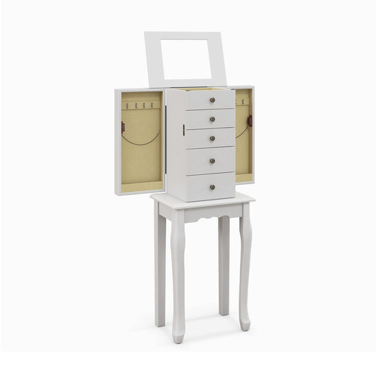 2 Colors Armoire Storage Standing Jewelry Cabinet with Mirror, White Jewelry Armoires   at Gallery Canada